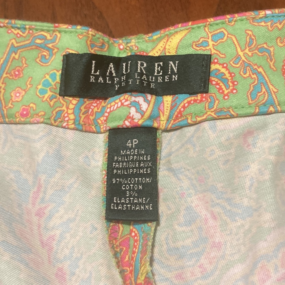 Lauren Ralph Lauren lime green pink paisley pants 4P - Picture 5 of 9